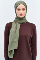 Çizgi Desen Viskon Şal - Haki TUGBA