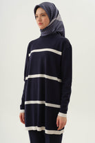 Çizgi Detaylı Tunik - Lacivert TUGBA