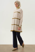 Çizgi Detaylı Tunik - Taş TUGBA