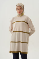 Çizgi Detaylı Tunik - Taş TUGBA