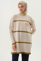 Çizgi Detaylı Tunik - Taş TUGBA