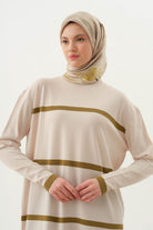 Çizgi Detaylı Tunik - Taş TUGBA