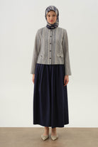 Çizgili Mini Ceket - İndigo TUGBA