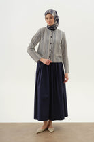 Çizgili Mini Ceket - İndigo TUGBA