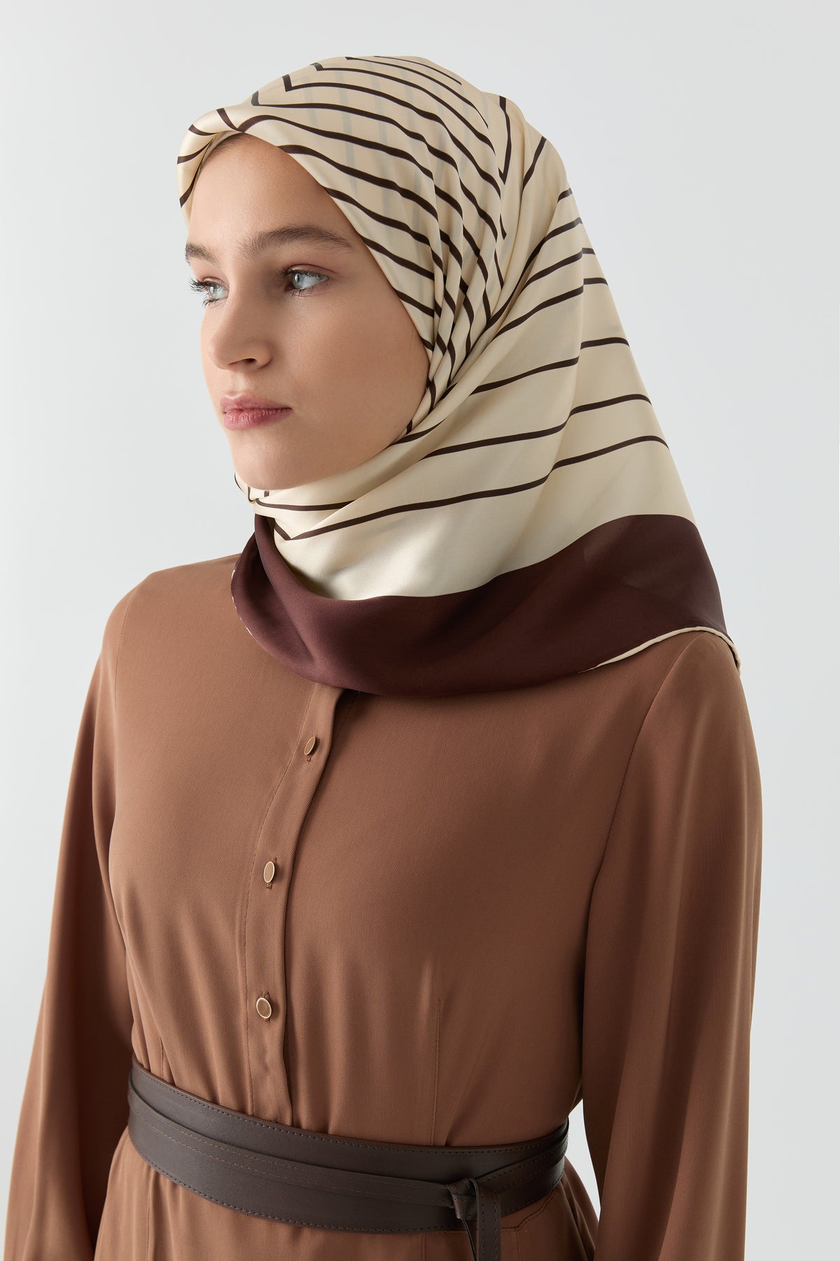 Ahenk Sura Silk Scarf - Brown
