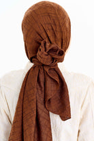 Çizik Desen Viskon Şal - Açık Kahve TUGBA