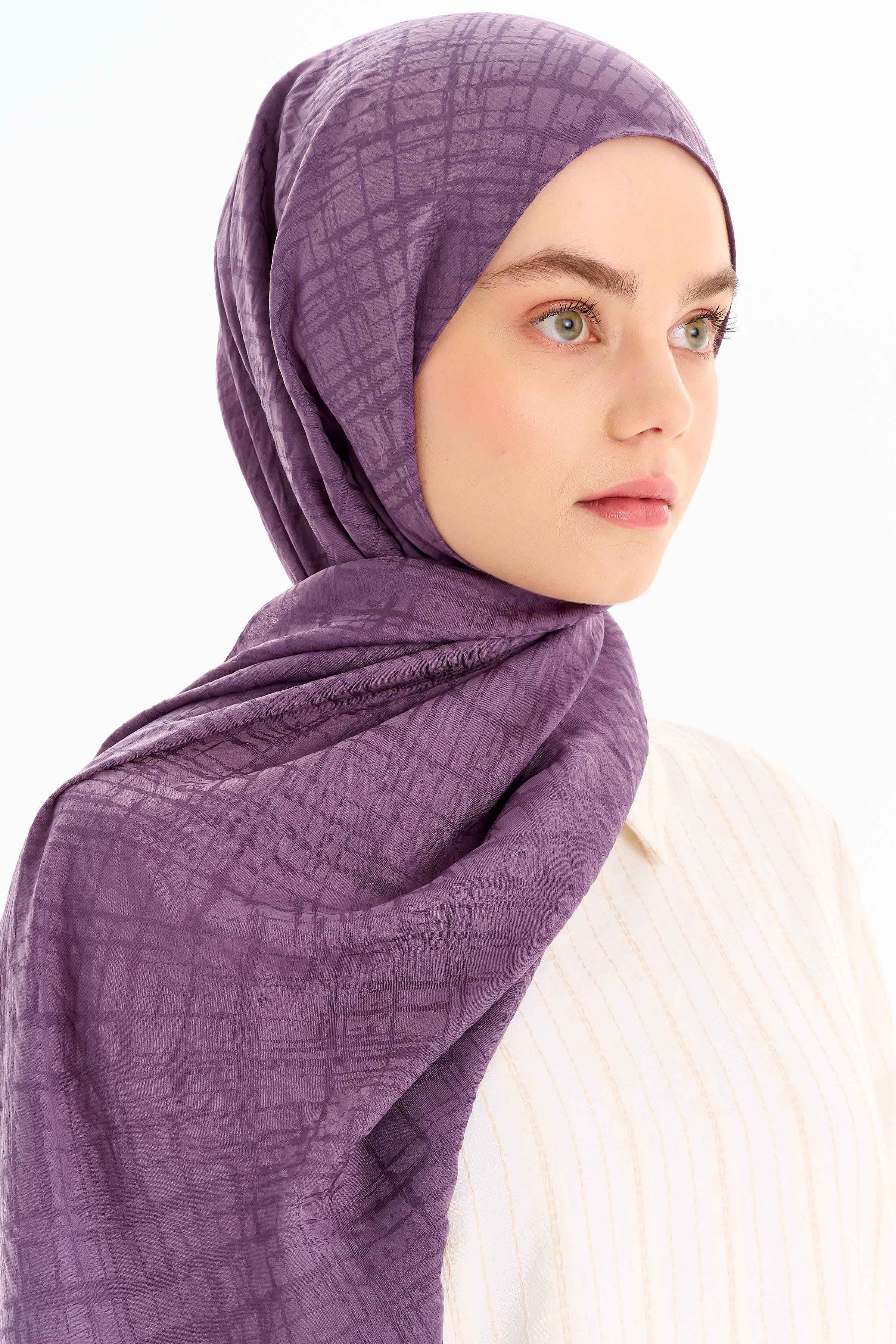 Çizik Desen Viskon Şal - Lila TUGBA