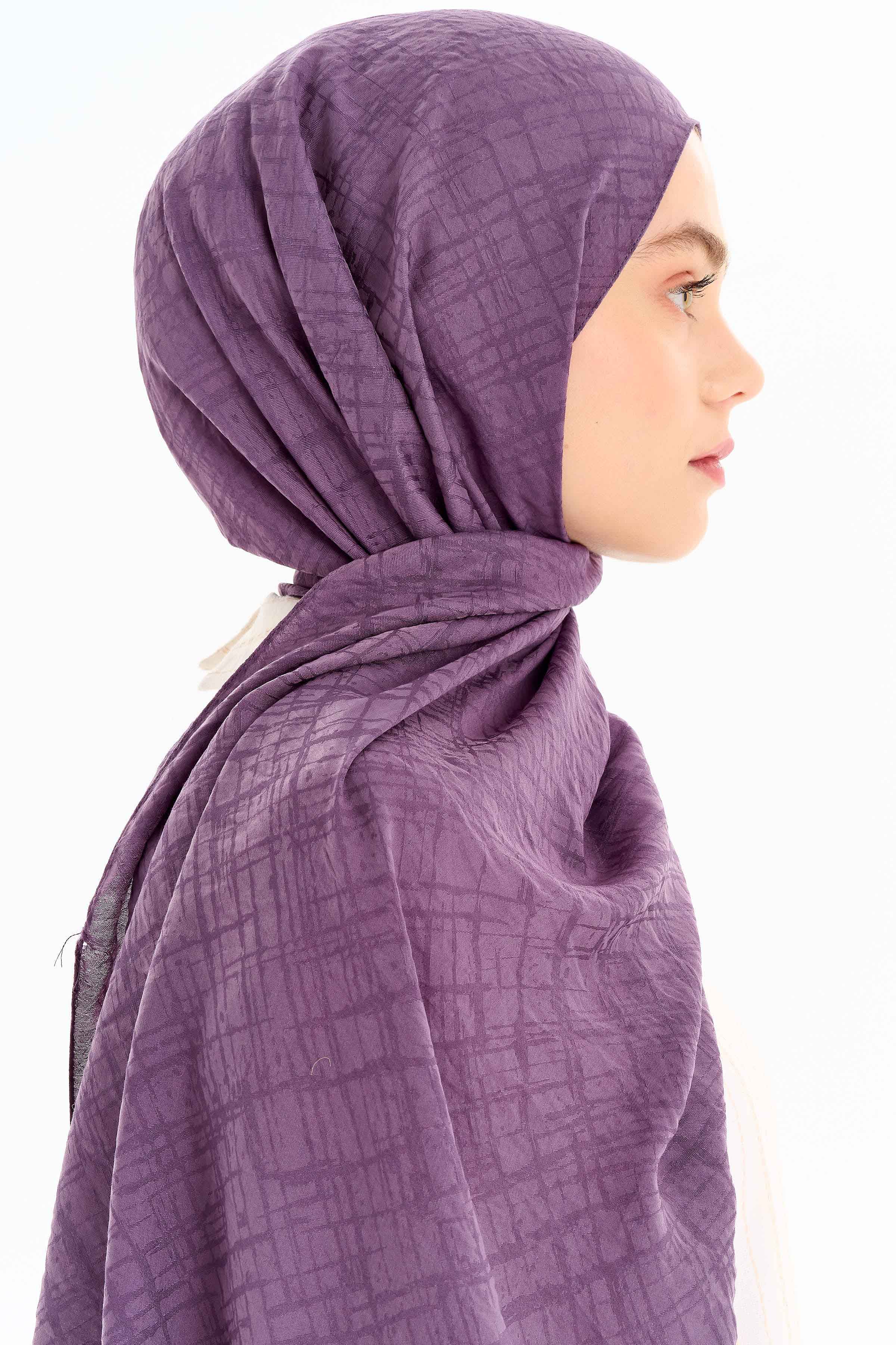 Çizik Desen Viskon Şal - Lila TUGBA