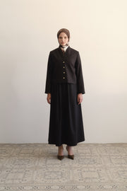 Wool Blend Button-Up Jacket - Brown