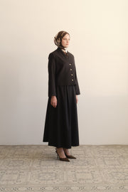 Wool Blend Button-Up Jacket - Brown