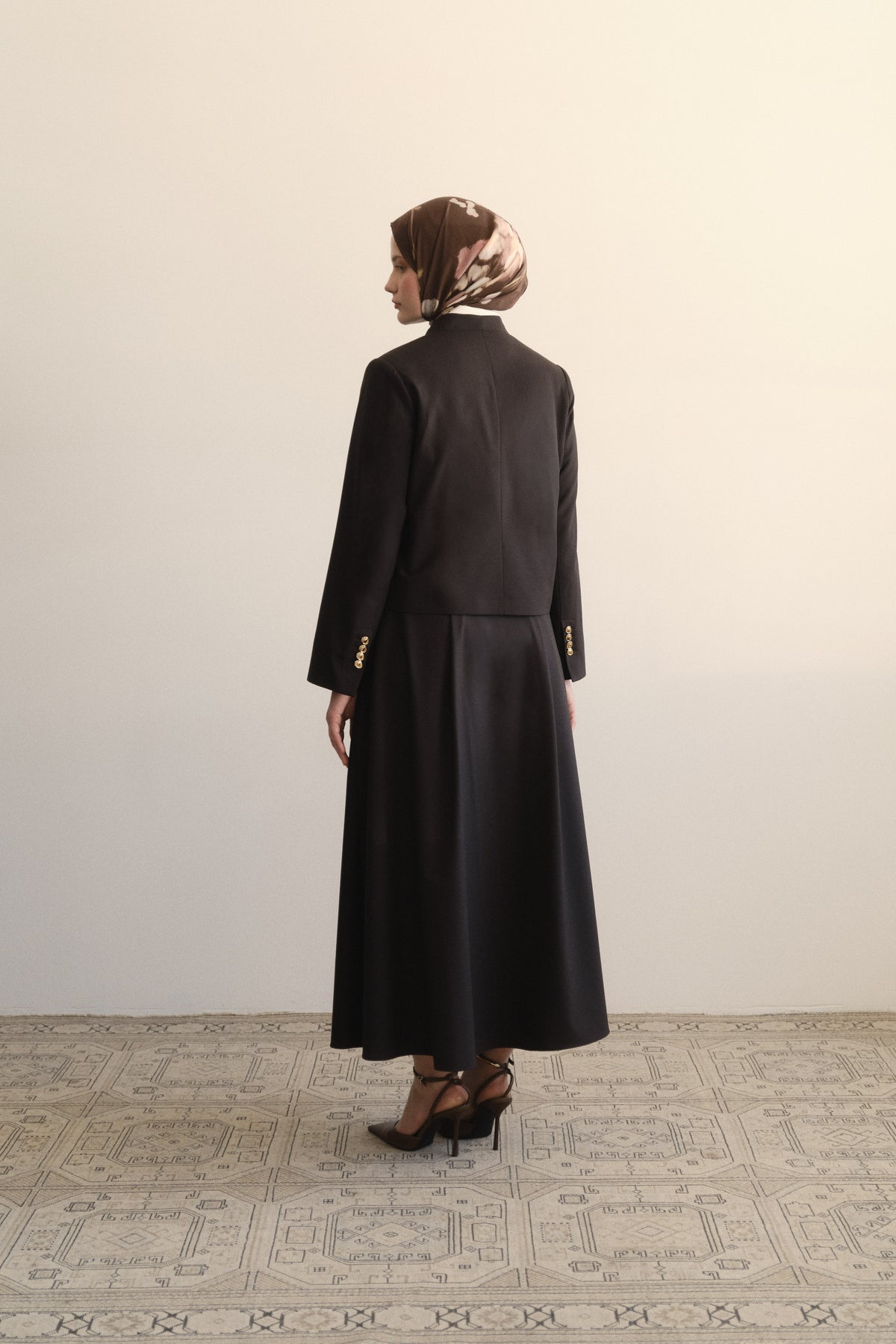 Wool Blend Button-Up Jacket - Brown