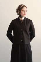 Wool Blend Button-Up Jacket - Brown
