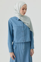 Crop Denim Gömlek - Açık Mavi TUGBA