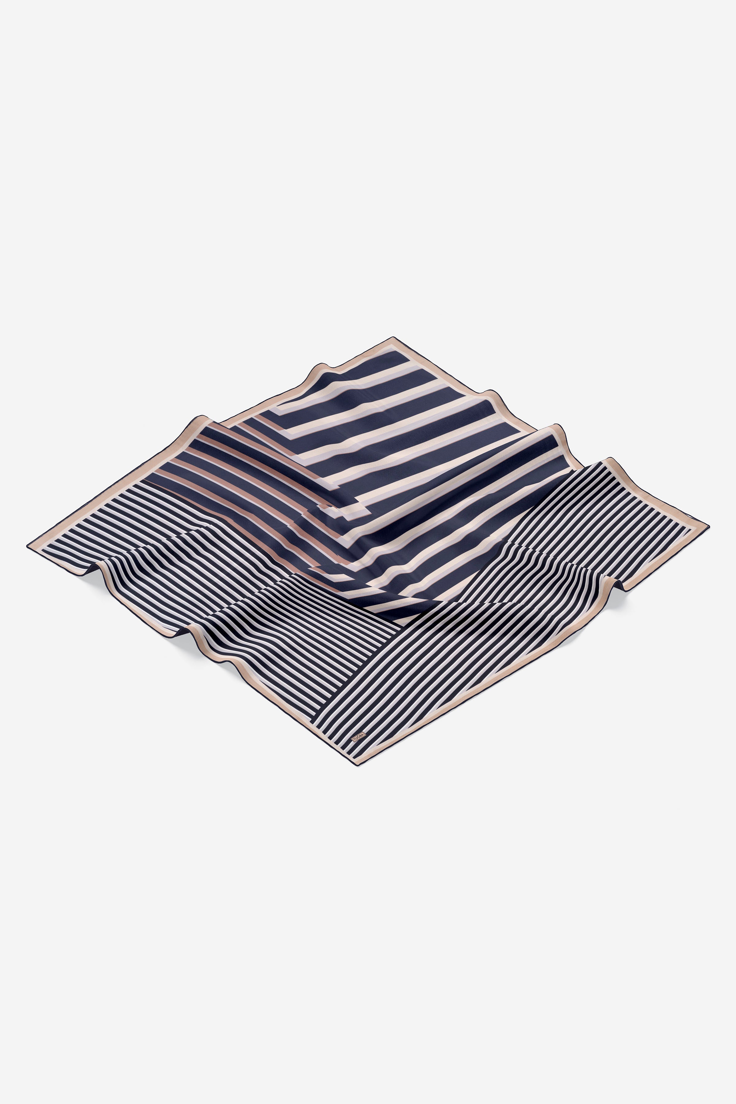 Çubuk Desenli Twill İpek Eşarp - Açık Mavi TUGBA