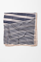 Çubuk Desenli Twill İpek Eşarp - Açık Mavi TUGBA