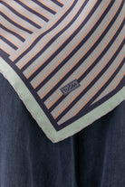 Çubuk Desenli Twill İpek Eşarp - Lila TUGBA