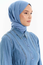 Dairesel Desen Pamuk Şal - İndigo TUGBA