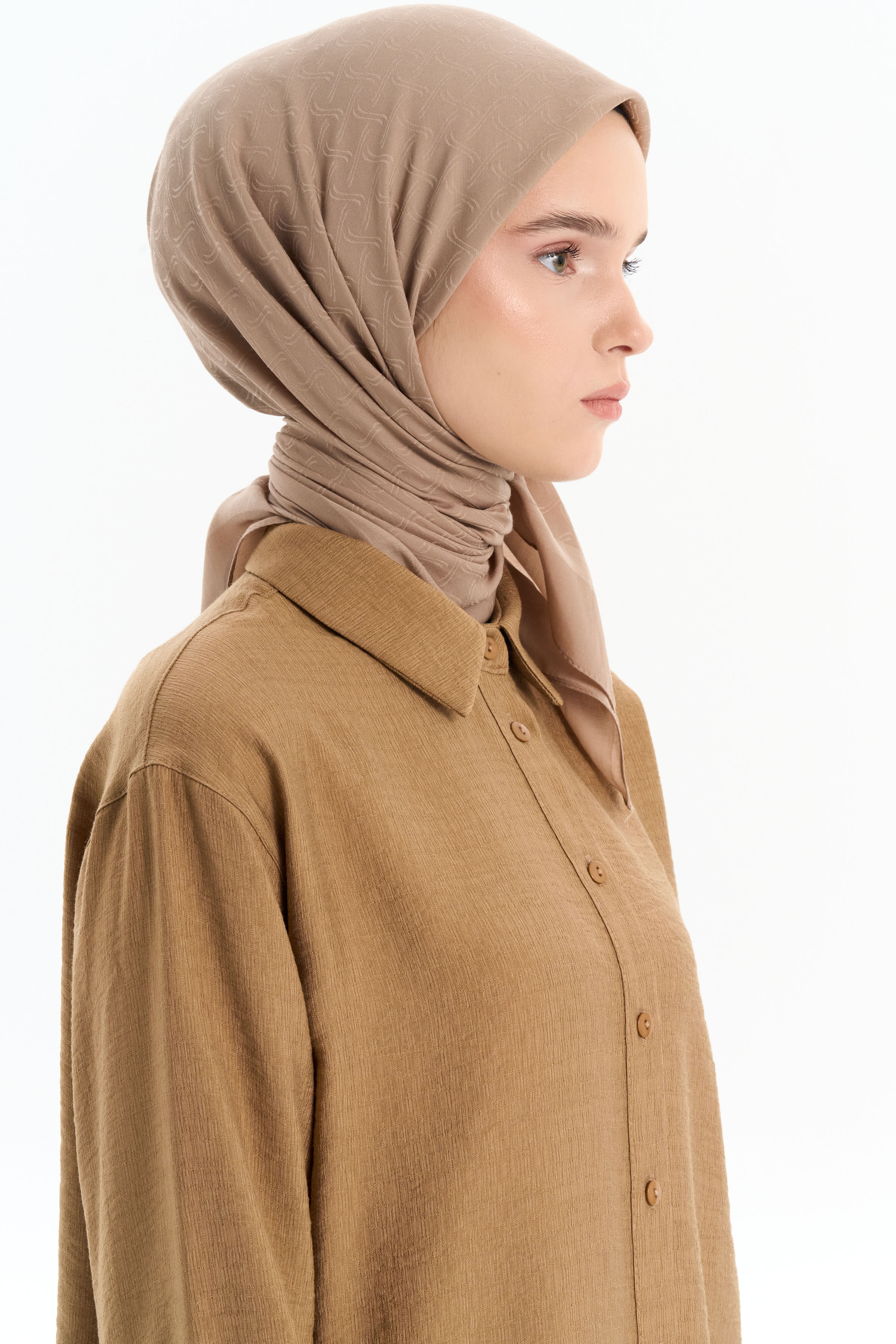 Dalga Desen Pamuk Eşarp - Vizon TUGBA