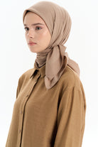 Dalga Desen Pamuk Eşarp - Vizon TUGBA