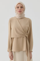 Dalga Desen Stil Eşarp - Bej TUGBA