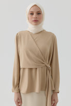 Dalga Desen Stil Eşarp - Ekru TUGBA