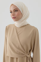 Dalga Desen Stil Eşarp - Ekru TUGBA