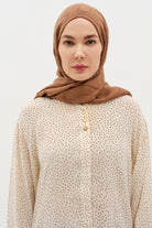 Dalga Desenli Floş Şal - Açık Kahve TUGBA