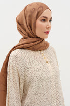 Dalga Desenli Floş Şal - Açık Kahve TUGBA