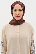 Dalga Desenli Floş Şal - Kahve TUGBA