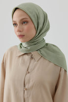 Dalgalı Nida Naturel Eşarp - Mint TUGBA