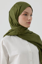 Dalgalı Nida Naturel Şal - Haki TUGBA