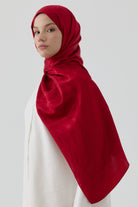 Dalgalı Nida Naturel Şal - Kırmızı TUGBA
