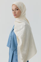 Dalgalı Nida Naturel Şal - Krem TUGBA