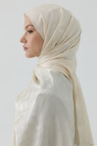 Dalgalı Nida Naturel Şal - Krem TUGBA