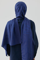 Dalgalı Nida Naturel Şal - Lacivert TUGBA