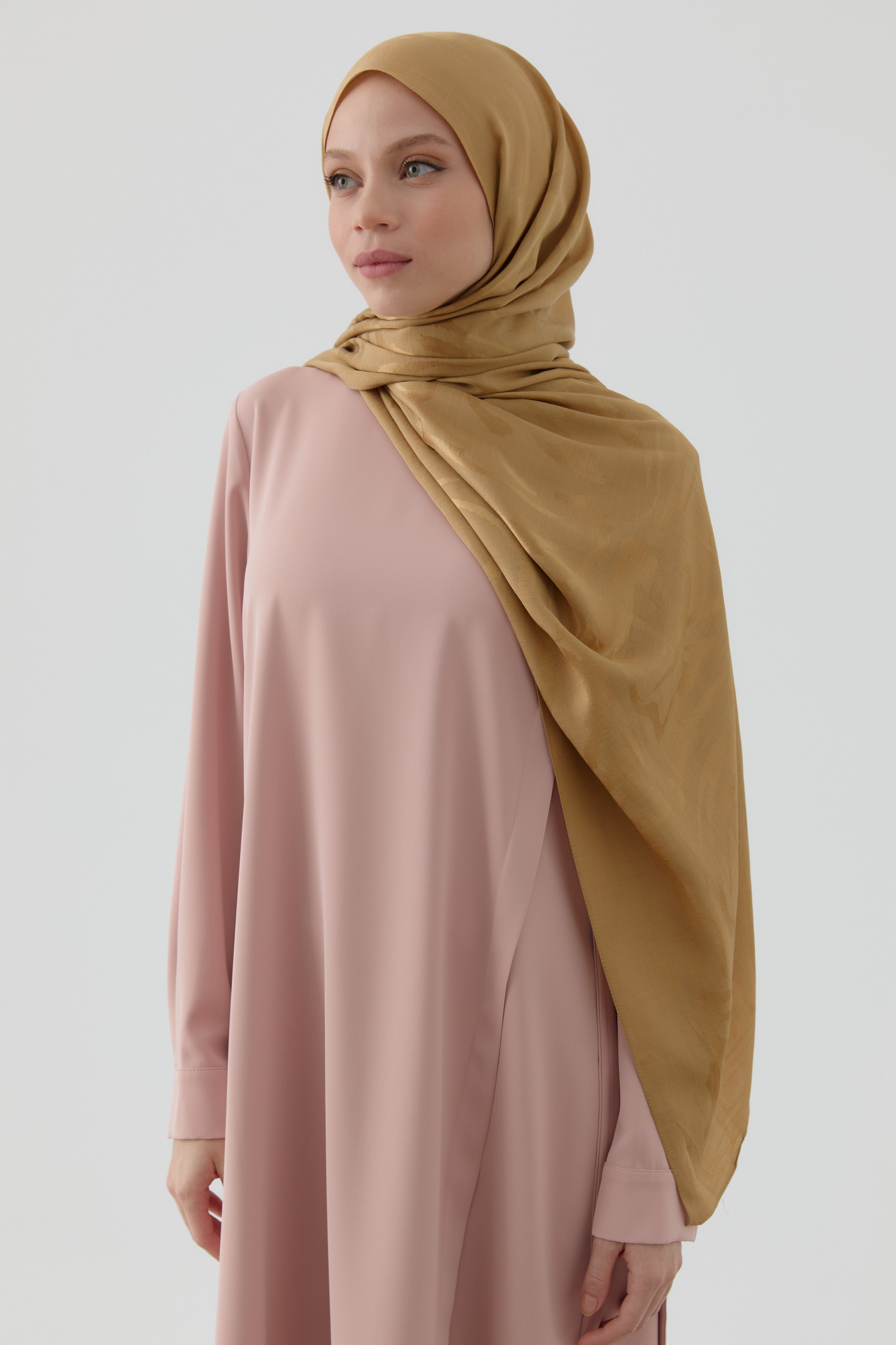 Dalgalı Nida Naturel Şal - Safran TUGBA