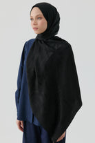 Dalgalı Nida Naturel Şal - Siyah TUGBA