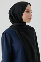 Dalgalı Nida Naturel Şal - Siyah TUGBA