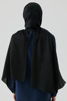 Dalgalı Nida Naturel Şal - Siyah TUGBA