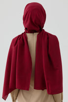 Dalgasal Desen Pamuk Şal - Bordo TUGBA