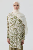 Dalgasal Desen Pamuk Şal - Ekru TUGBA