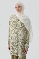 Dalgasal Desen Pamuk Şal - Ekru TUGBA
