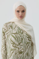 Dalgasal Desen Pamuk Şal - Ekru TUGBA