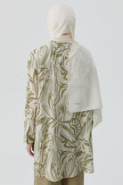 Dalgasal Desen Pamuk Şal - Ekru TUGBA