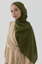 Dalgasal Desen Pamuk Şal - Haki TUGBA