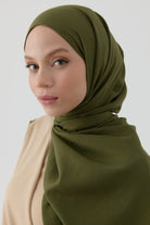 Dalgasal Desen Pamuk Şal - Haki TUGBA