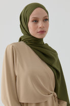 Dalgasal Desen Pamuk Şal - Haki TUGBA