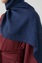 Dalgasal Desen Pamuk Şal - Lacivert TUGBA