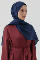 Dalgasal Desen Pamuk Şal - Lacivert TUGBA