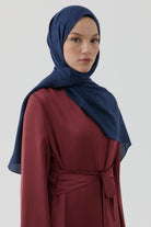 Dalgasal Desen Pamuk Şal - Lacivert TUGBA